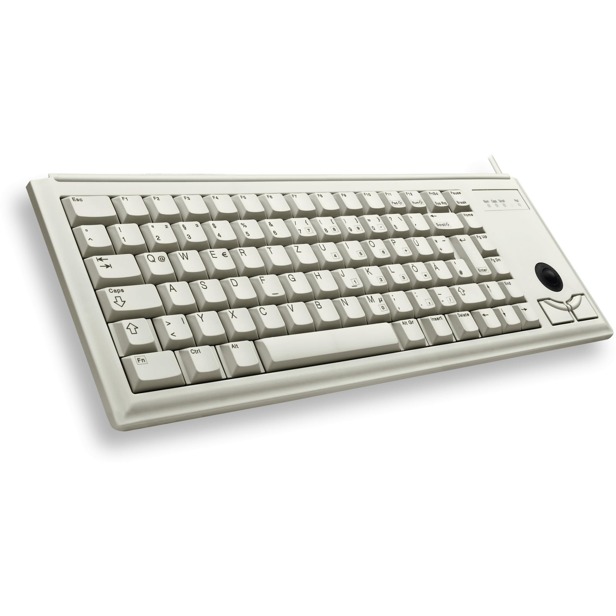 CHERRY G84-4400, Compact Keyboard with Trackball, EU-Layout (QWERTY), Wired (USB-Connection), 2 Mouse Keys, Mechanical ML Switches, Grey