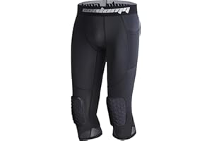 COOLOMG Basketball Leggings with Knee Pads for Kids Youth 3/4 Compression Pants Capri Tights Side Pockets