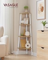 VASAGLE 4-Tier Corner Shelf Unit Ladder Shelf Natural Oak White LLS034Y70 view 2