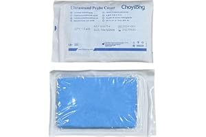 CHOYTONG MEDICAL Ultrasound Transducer Probe Covers, Latex-Free Sterile Disposable Clear, Individual Packaging (50, 6" x 12")