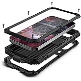 Lunivop Compatible with iPhone 13 Pro Max Case Metal Phone Case Stand Built in Screen Protector Outdoor Sports Heavy Duty Protection Shockproof Cover (2021 6.7 lnch) Black