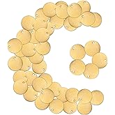 Zhengmy 50 Pcs Round Brass Tags, 1-1/4 Inch Diameter, Gold Blank Metal Stamping Key Brass Tags with Hole Engraving for Pets, Dogs, Plants, Doors