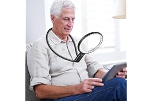 GABORISH 10X Rechargeable Magnifier with Light Hands Free, 5.2" Large Magnifying Glass with 36 LED Light Flexible Gooseneck for Close Work, Seniors (Black)