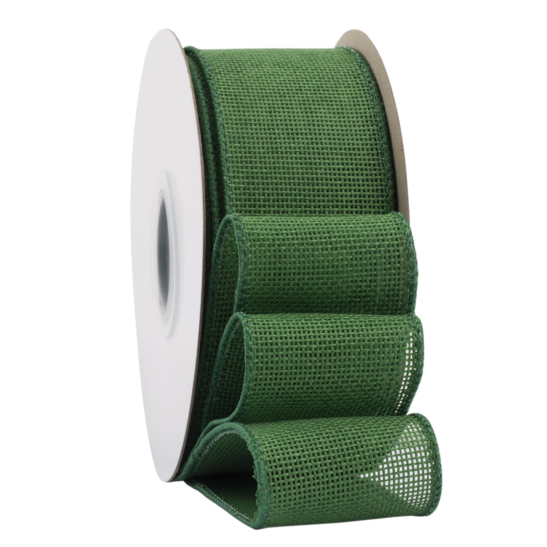 Ribbonitlux Forest Green Burlap Wired Ribbon, 50mm x 18 Meters, Wired Edge Burlap Ribbon for Gift Wrapping, Big Bow, Wreath, and Christmas Tree Decoration
