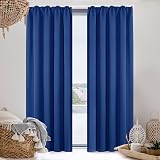 Deconovo 2 x Blackout Thermal Curtains Royal Blue 210 x 140 cm Ruffle Tape view 4