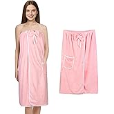 Towel Wrap Women Shower Robe Adjustable Closure Bathrobe with Hair Drying Towel & Spa Wraps