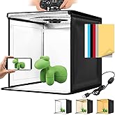 Photo Light Box, 12/16/20/24/32/47 Inch Photography Light Box with CRI>95 120 Light Beads. Dimmable Shooting Tent Kit with White and Warm Light. 6 Backdrops Photo Booth for Studio Products Display