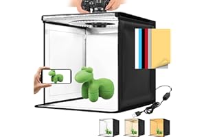 HELLOVETEE Photo Light Box, 12/16/20/24/32 Inch Photography Light Box with CRI>95 120 Light Beads. Dimmable Shooting Tent Kit with White and Warm Light. 6 Color Backdrops Photo Booth for Studio Products Display