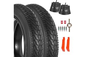 RUHUO 2-Pack 20x4.0 Fat Bike Tire, 20 Inch Mountain Bike Tires & Tubes Set, Folding Replacement Bicycle Tires with Tire Levers for Off-Road Bike, Ebike