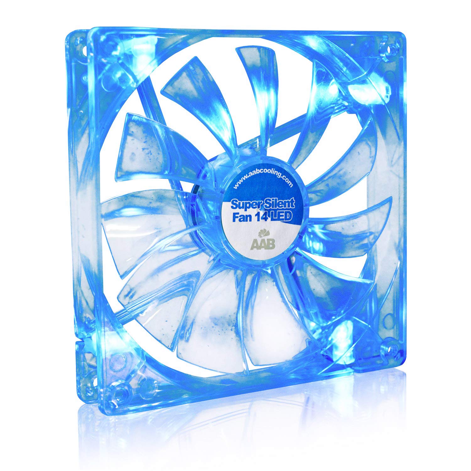 AAB Cooling Super Silent Fan 14 Blue LED - Silent and Efficient 140mm Fan with 4 Anti-vibration Pads | Airflow Fan | Blue LED Fan | PC Fan 140mm | LED 140mm Fan