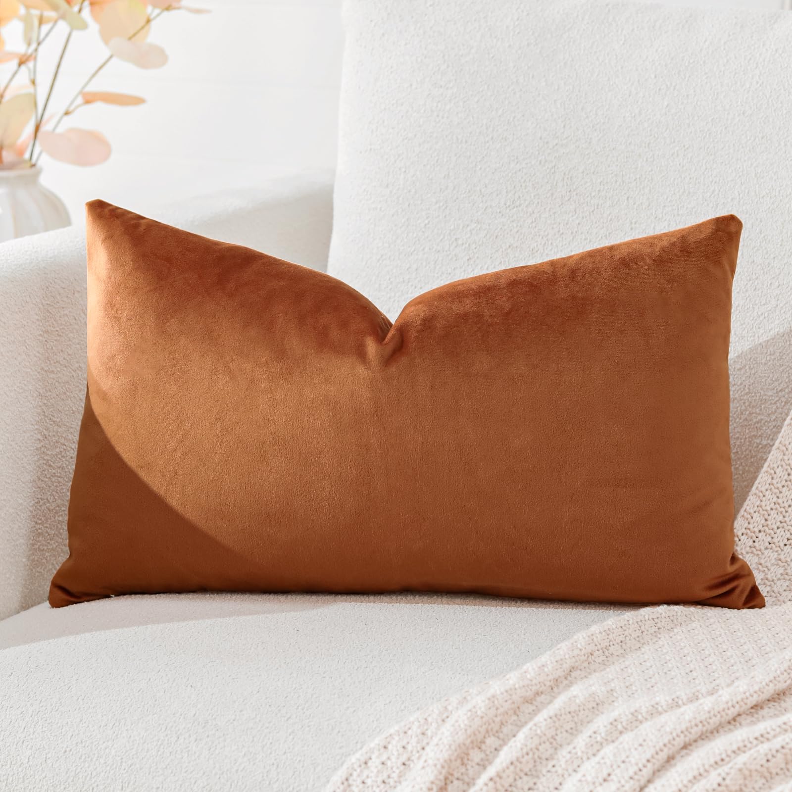 Artscope Luxury Velvet Cushion Covers Super Soft Decorative Rectangle Throw Pillow Covers Case Cushion Covers for Sofa Couch Bedroom Car Decor 40x60cm Orange