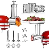 Durable Meat Grinder & Slicer Shredder Attachments Set for Kitchenaid Mixers,Dishwasher Safe Stainless Steel Packs with Chees