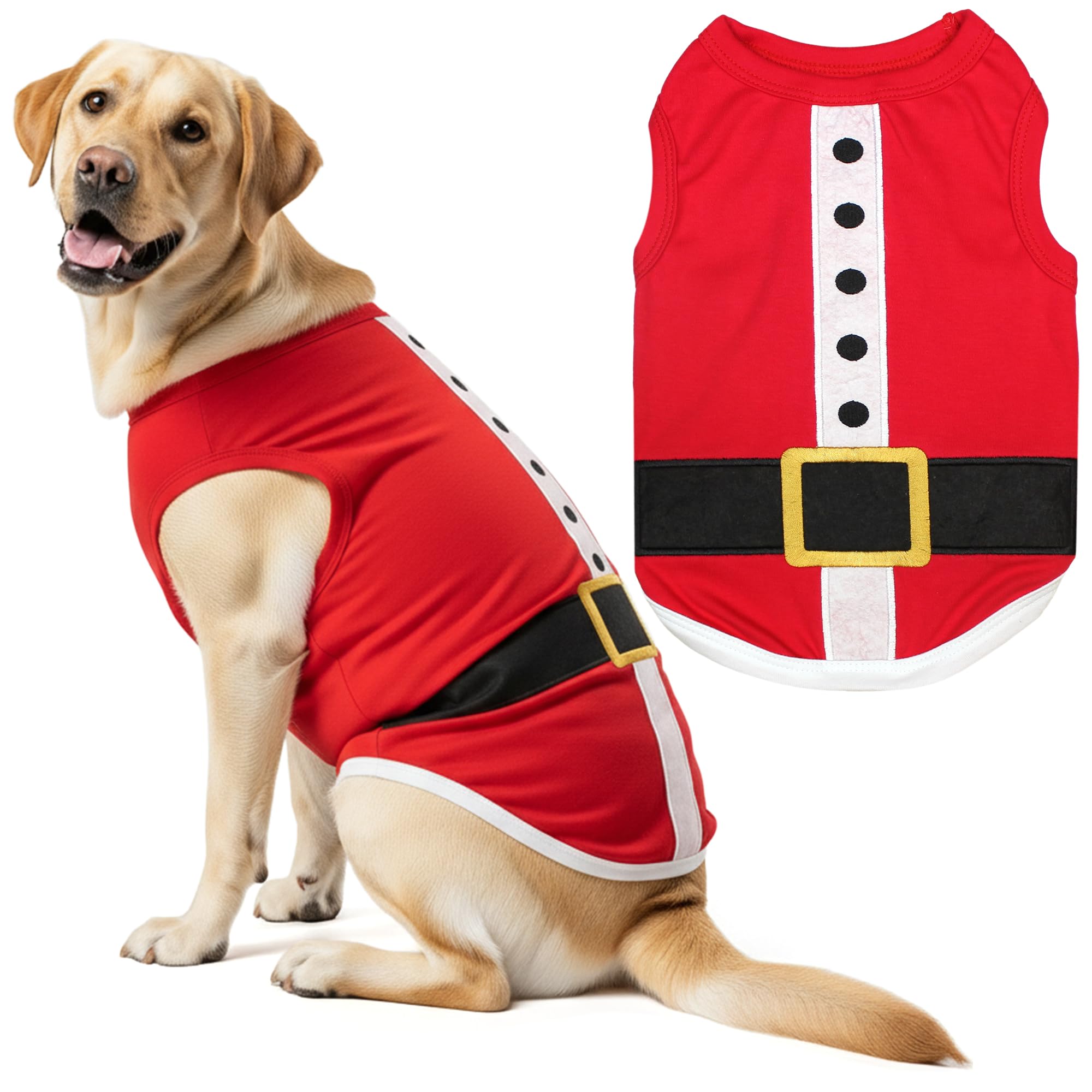 Parisian Pet Funny Christmas Holiday Dog Cat Pet Shirts Tee Tanks - Naughty or Nice, Santa Outfit, Elf Size, Santa's Helper, Sorry Santa I Ate Your Cookies (Santa Outfit, 3XL)