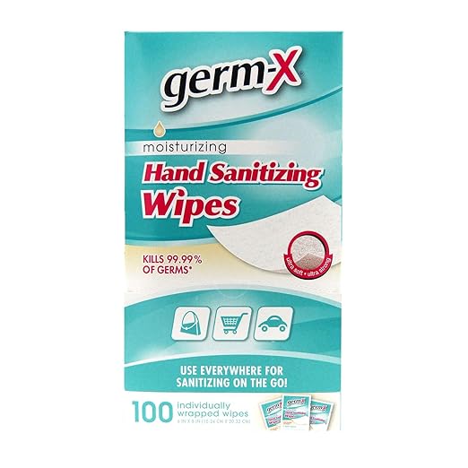 GermX Hand Sanitizing Wipes Premium Brand with Moisturizing Vitamin