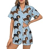 Delerain Womens Pajama Sets 2-Piece Short Sleeve Sleepwear Soft Satin Button Down Loungewear Pjs Shorts Set XS-5XL