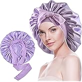 Silk Bonnet for Sleeping Women Satin Bonnet Double Layer Night Sleep Cap with Elastic Tie Band for Curly Natural Hair