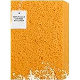 Large Natural Cellulose Sponge, Super Absorbent, 6 x 4 x 2 Inch (1 Pack) | Reusable, Non-Scratch &amp; Biodegradable for Drying Showers, Cars, Kitchens, Spills &amp; Boat Bailing [Compressed, Soak to Expand]