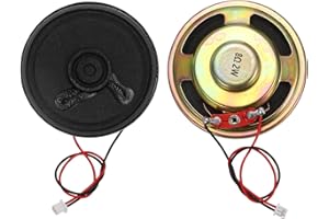 MECCANIXITY 2 Pcs 8 Ohm Small Speaker, 2W 57mm Diameter Metal Shell Round Magnet Tiny Speaker with 100mm Terminal Wire Micro 