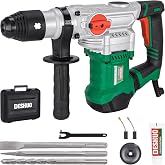 Deshuo 1-1/2" SDS-Max Heavy Duty Concrete Rotary Hammer Drill,3 Functions | 12.5 Amp Corded Electric 13.5 Lbs Vibration Control Safety Clutch Demolition Rotomartillo w/ 1 Drill Bit Flat &amp; Point Chisel