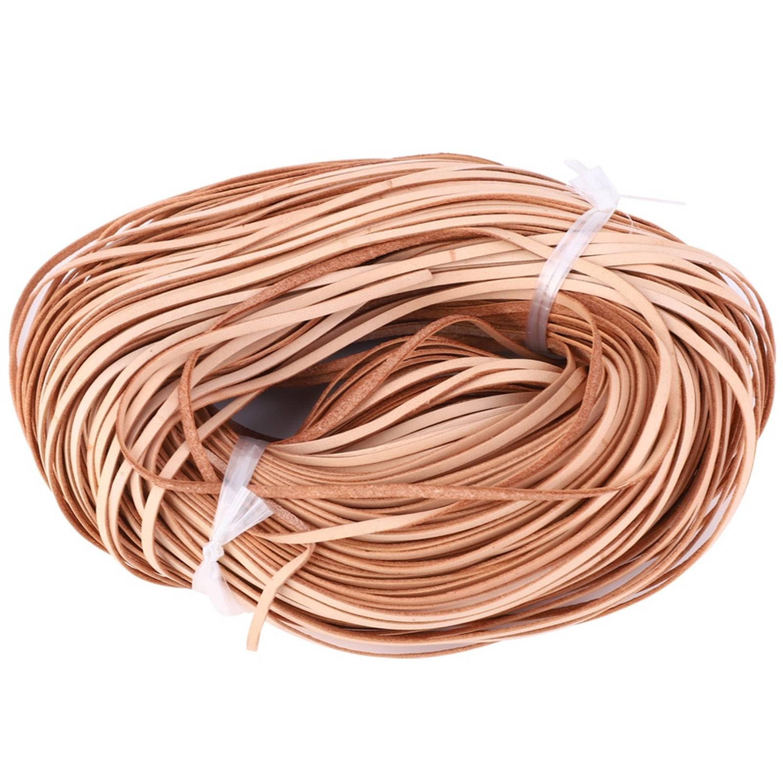 Socobeta Leather Cord Leather Strip Leather Beading Cord 100m Long Flat Leather Leather Jewelry DIY Crafts(Primary color 3mm*1mm100m)