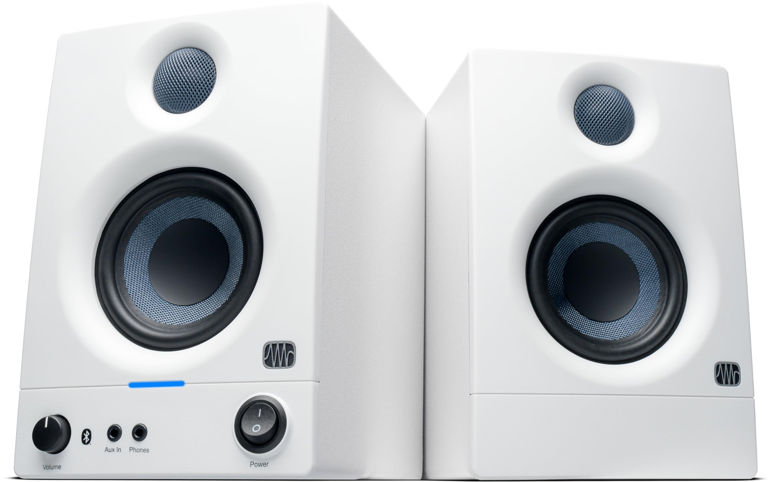 Photo 1 of PreSonus Eris 3.5BT Bluetooth Studio Monitors (White), Pair — Powered, Active Monitor Speakers for Desktop, Turntable, Record Player, Bookshelf, DJ Speakers