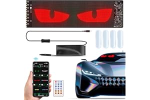 DIENSPEAK LED Eyes for Car Windshield, 14"x4" Devil Eyes Light for Motorcycle Windshield, Smart Remote&APP Control, Custom Text Pattern Animation Flexible Display, USB-Powered LED Matrix Panel, IP65 Waterproof