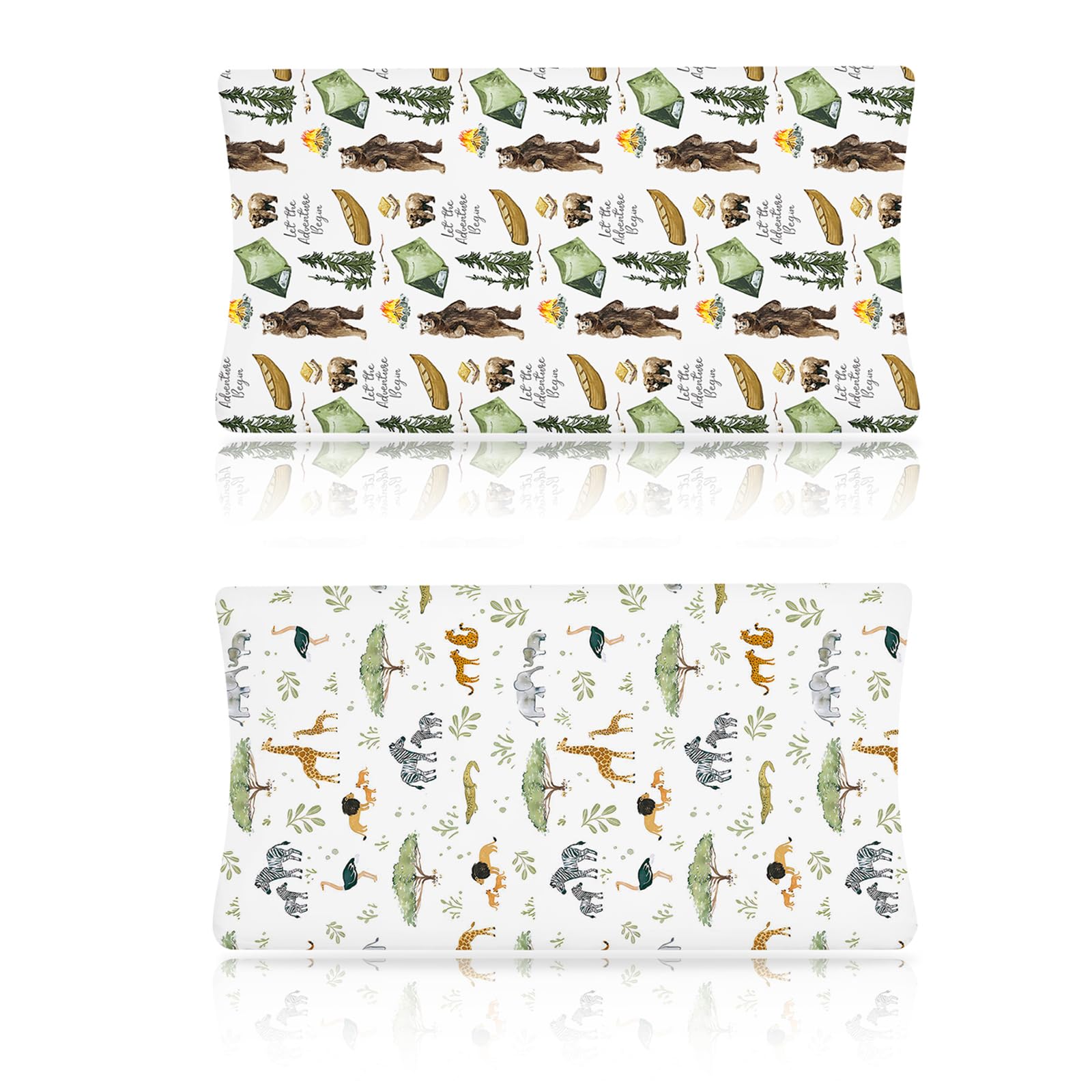 NCONCO Set of 2 Baby Changing Pad Cover with Elastic Band Stretchy Changing Pad Covers for Girls Boys