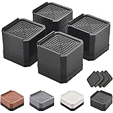 EclatBain Adjustable Bed Risers 3&amp;4.3&amp;5.3 Inch, 4000 lbs, 4 Pack Black | Square Heavy-Duty Furniture Risers, Lift to 1.5, 3, 4.3, 5.3 Inch, Support up to 4000 lbs, for Desk, Sofa, Chair Legs