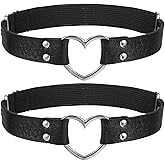 MBAIYO 2Pcs Adjustable Heart Garter, Thigh Garter Belt PU Leather Heart Garters Belt Punk Rock Thigh Straps Elastic Leg Garters for Women Cosplay Parties Music Festival