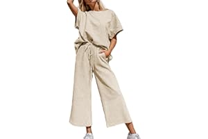 SeeLuNa Women's 2 Piece Outfits Textured Sweatsuit 3/4 Batwing Sleeve Crew Neck Pullover Top Wide Leg Pant Tracksuit Set