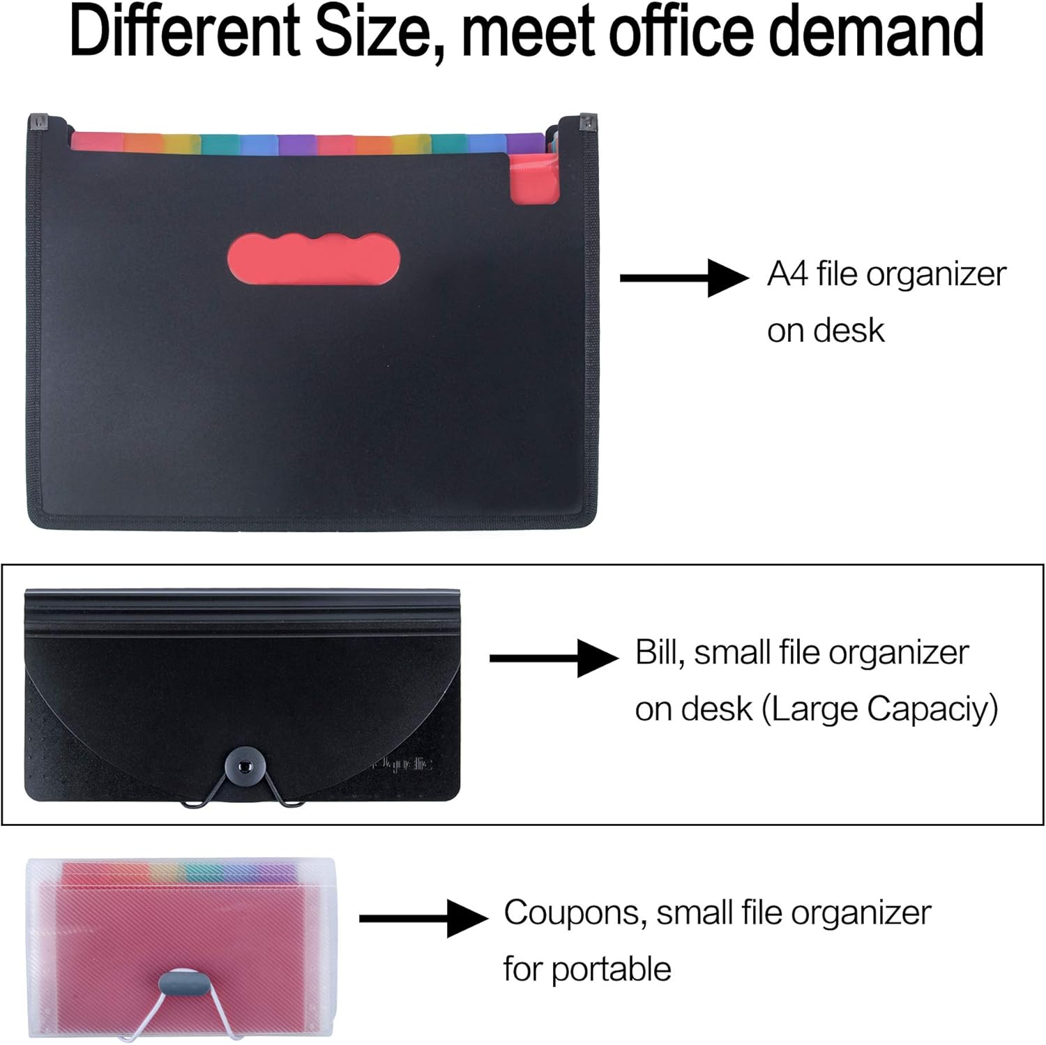 Uquelic 2pcs Mini Accordion Receipt Folder - 13 Pockets Expanding - View #9