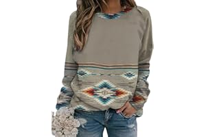 Xuboway Womens Western Aztec Geometric Hoodie Ethnic Graphic Pullover Sweater Long Sleeve Sweatshirt 2023 fall Trendy Clothes