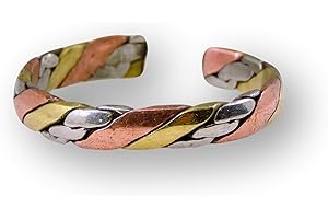 HANDS OF TIBET Handmade Twisted Three Metal Medicine/Healing Ring.