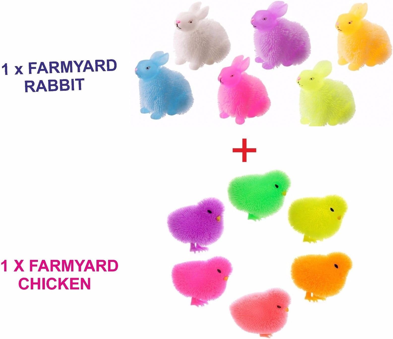 JMS PHOTOS 1 x Squidgy Light Up Puff Pet Chick+Rabbit -Flash Throwing Magic Toys-TY403+TY545