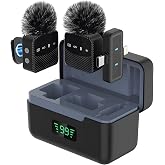 MZYSKJ Wireless Lavalier Microphone for iPhone &amp; Android, Auto-Pairing Noise-Reduction, Magnetic Clip-On Mini-Mic with Charging Case &amp; Windproof Net, Wide Compatibility for Recording &amp; Vlogging