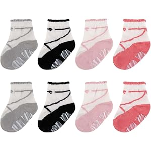 QHANSHIEE Baby Girls Toddler Socks Cute Frilly Ruffle Non Slip Grip Ankle Cotton Baby Socks for Newborn Infant Toddler