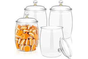 Candy Jars with Lids, 4 Pack 64 Oz Plastic Apothecary Jars, Candy Buffet Containers Set, Unbreakable Airtight Food Storage Ca