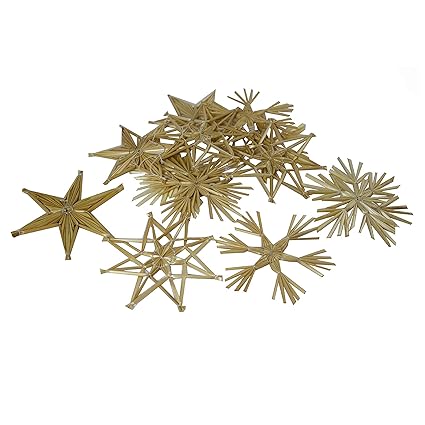 20 x Strohsterne zum Hängen Ø 6 cm, Natur