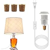 DIY Bottle Lamp Kit, Lamp Kits for Do it Yourself, E26 Edison Screw Bottle Lamp Holder Adaptor with 8 Ft Cord, Wine Bottle Ta