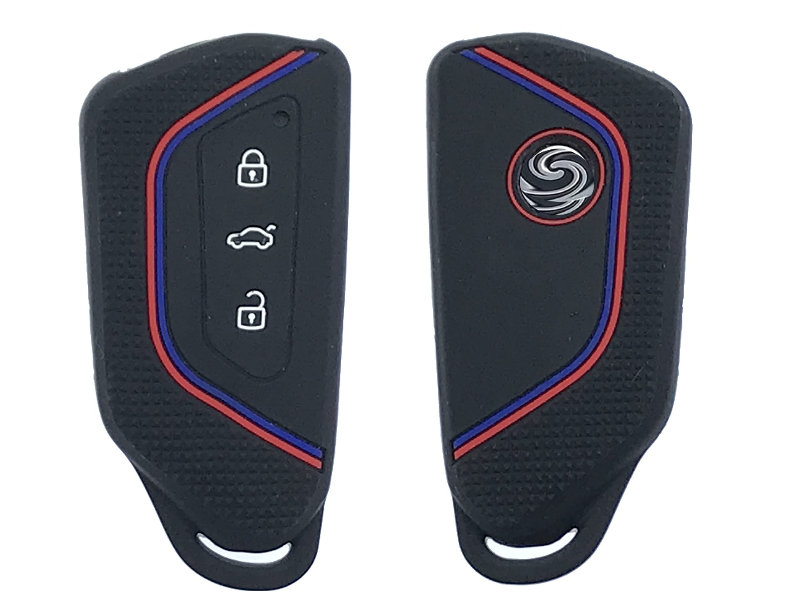 Nordecco - Silicone Protective Key Case Cover Compatible With VW Golf 8 (BLACK- Blue- Red)
