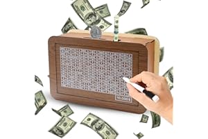 Piggy Bank for Adults, Wooden Money Saving Box with Erasable Pen, Saving Box,Eco-Friendly Wood Material, for Friends and Fami