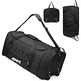 Large Rolling Duffel Bag for Travel with 2 Wheels Expandable Foldable Travel Bag No-Sag Design Lightweight Suitcase Luggage Bag for Men Women, Black