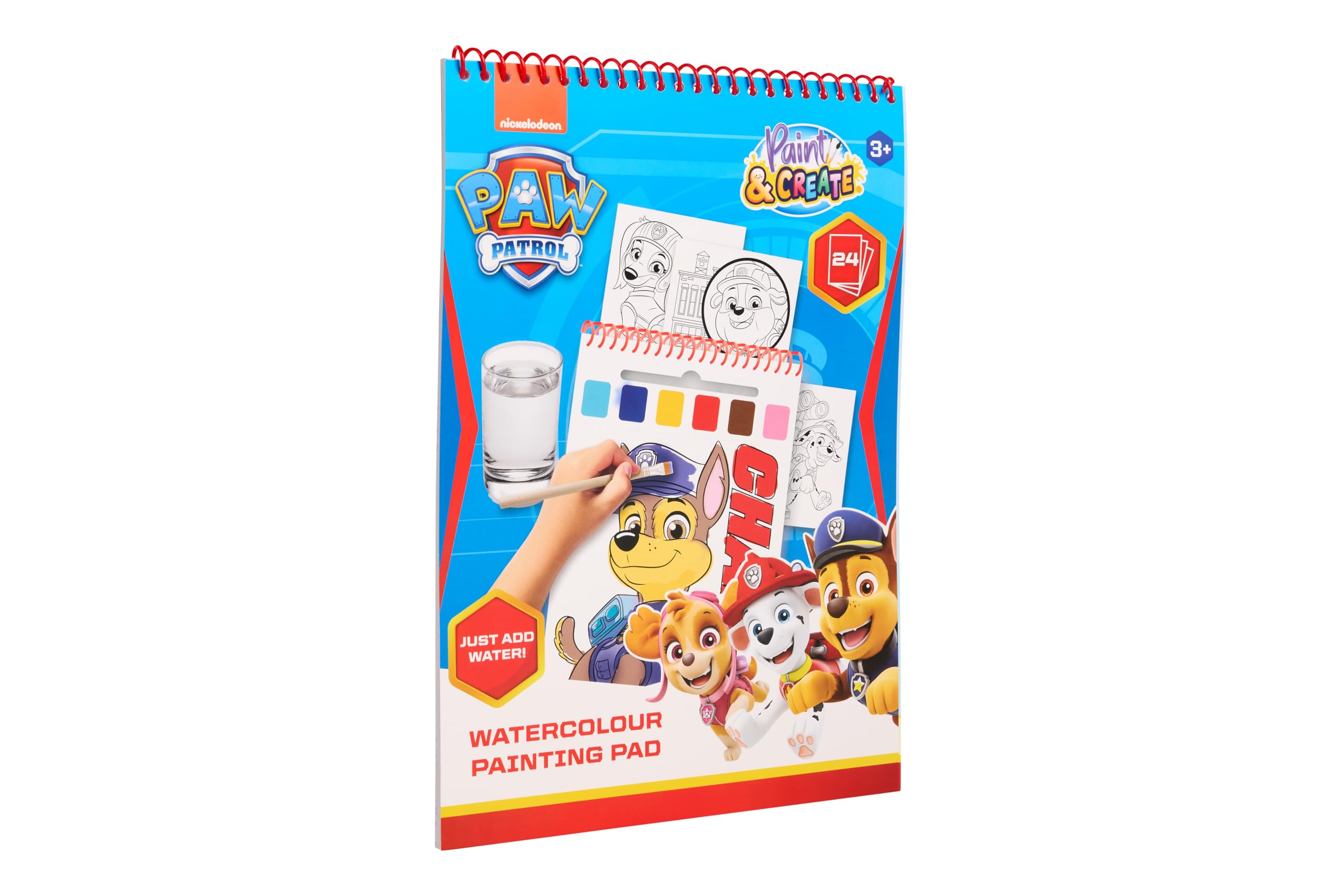 PAW PATROL Watercolour Painting Pad with Brush | 24 Pages | Water Colouring Book for Kids Painting Set | Nickelodeon Licensed Product