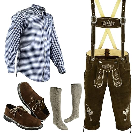 speed4allkinds Herren Trachten Lederhose Größe 46-62 Trachten Set,Hemd,Schuhe,Socken Neu (Hose 50 Hemd L Schuhe Socken Per Mail)