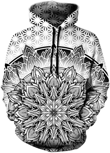 all over man printed hooded tracksuit black