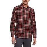 Eddie Bauer Flannel Shirts for Men, Mens Button Up Shirts Long Sleeve Cotton Flannel, Husband Birthday Gift, Gifts for Him - Red X-Large