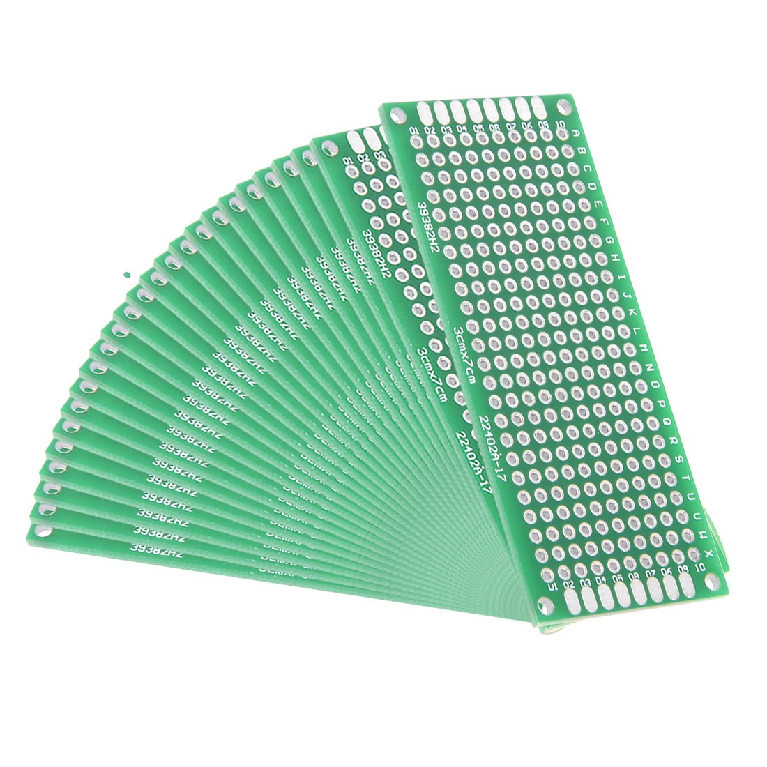 Sourcingmap 25pcs 3x7cm Double Sided PCB Board Universal Printed Circuit Proto Board for DIY Soldering Electronic Projects Practice Test Circuit