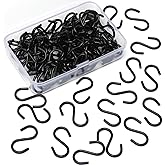 Senkary 100 Pieces 1 Inch Mini S Hooks Small S Hooks Stainless Steel S Shaped Hooks for Ornaments, Jewelry and Hanging (Black)