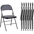 Sweetcrispy Folding Chair 6 Pack, Leather Padded Folding Chairs, Sturdy Metal Foldable Chairs, Easy to Use and Store, Outdoor and Indoor, for Home, Office, Party, Comfy