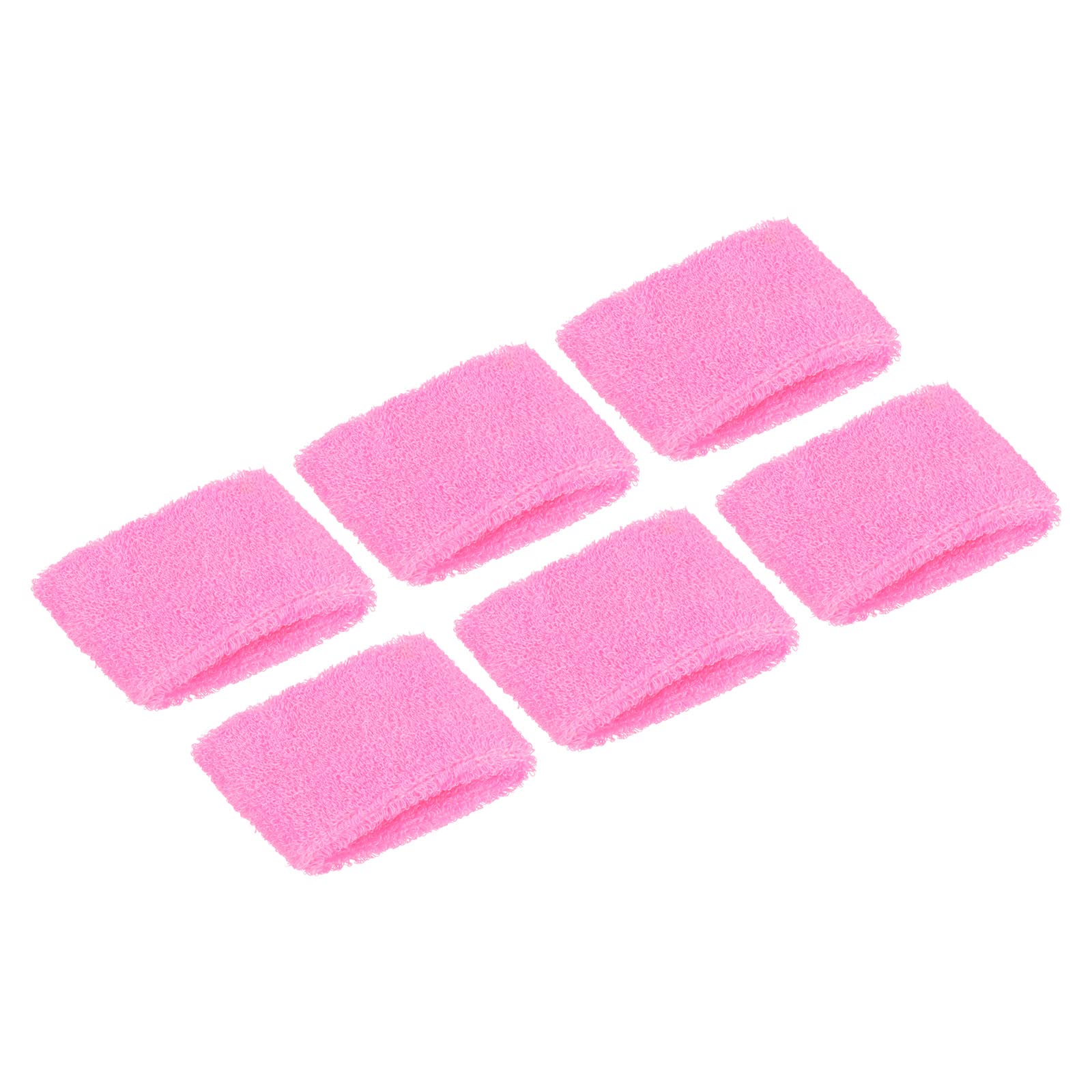 PATIKIL Sports Wristbands 8x5cm, 6 Pack Cotton Terry Cloth Absorbent Sweatband for Tennis Basketball Working Out Athletic Running, Pink